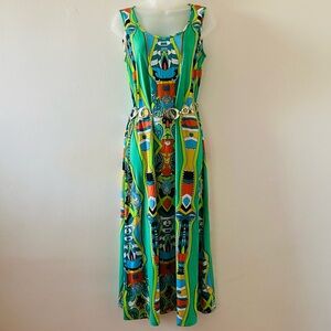 GROOVY Y2K SCARF PRINT MAXI DRESS
